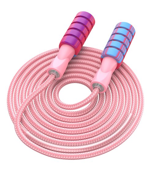 CRHOEIQ Jump Rope for Fitness, Weighted Jumprope for Women Workout, Adjustable Adult Exercise Skipping Rope for Men (Pinks)
