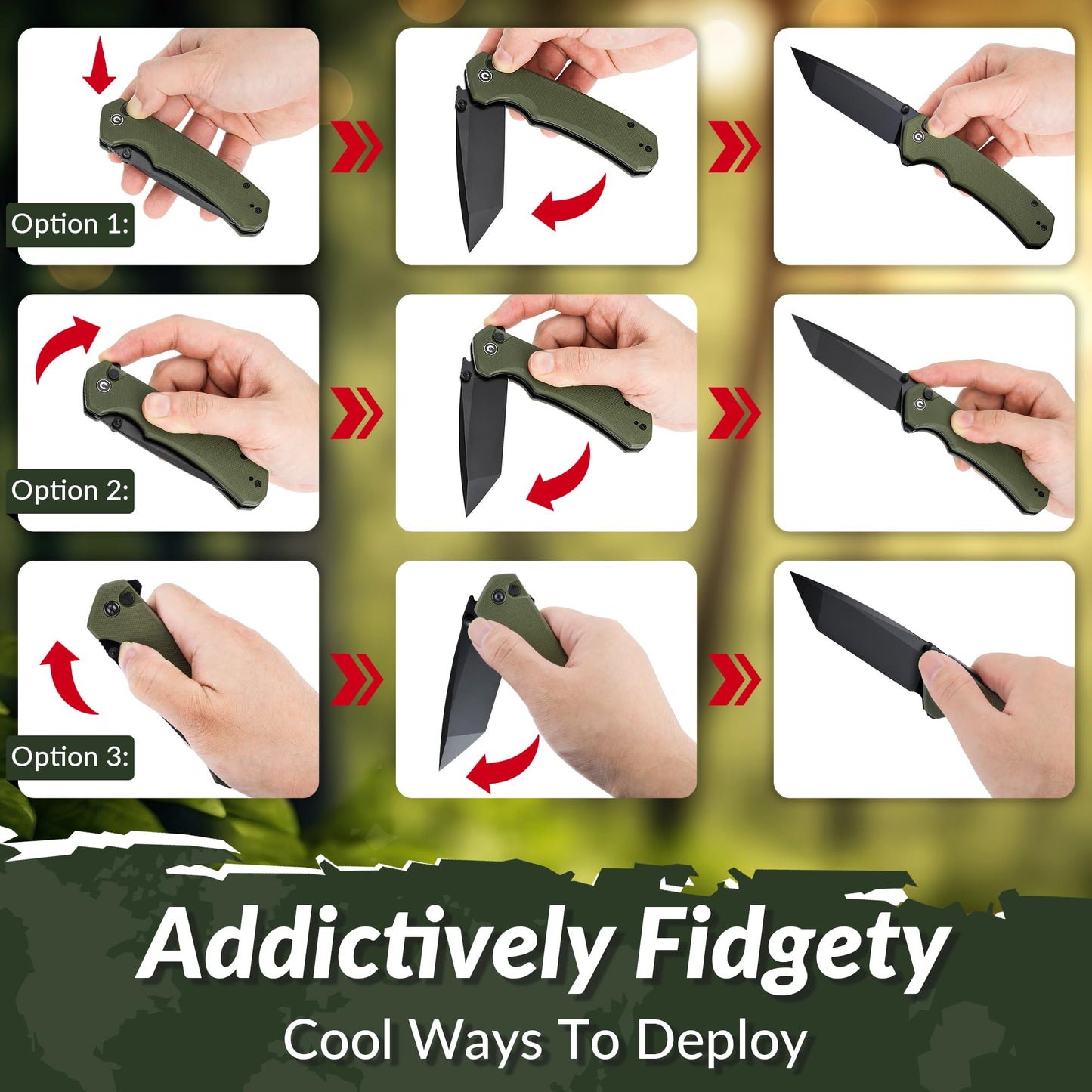 CIVIVI Brazen Folding Knife, Button Lock Pocket Knife with 3.46'' Swedish 14C28N Tanto Blade, Ultra-Grip G10 Handle, Low Profile Clip for EDC C19059C-2 (OD Green)