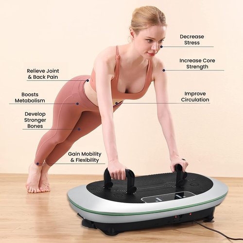 EILISON 4D Vibration Plate Exercise Machine - 3 Powerful Silent Motors Oscillation, Linear, Pulsation for Home Fitness - Full Body Viberation Machine for Recovery & Tonning(4D Silver)