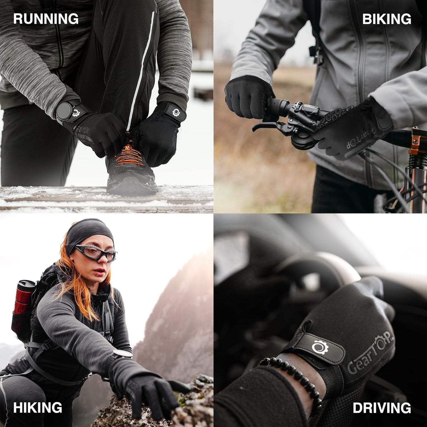 GearTOP Football Gloves for Men & Women for Cold Weather, Touchscreen Winter Gloves Men Running Gear, Warm Glove Liners for Hiking, Freezer Gloves