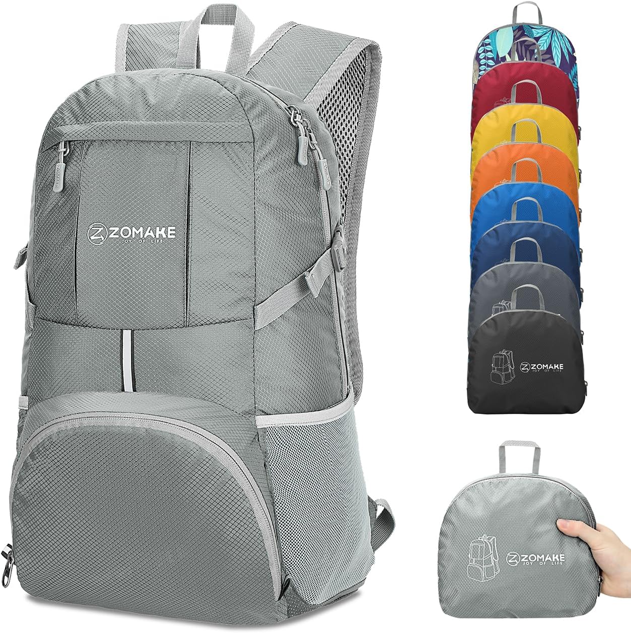 ZOMAKE Lightweight Packable Backpack 35L, Light Foldable Backpacks Water Resistant Collapsible Hiking Bag, Compact Folding Day Pack for Travel Camping(Black)