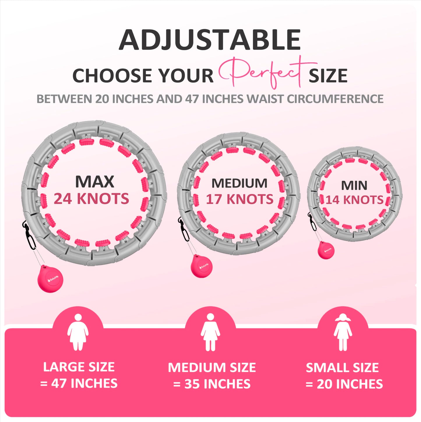 Experience Fitness Excellence with our Infinity Hoop plus Size – Weighted Hula Hoop for Weight Loss – hula hoop exercise ring with ABS and quality wheels – For all the sizes and levels (Gray and Pink)