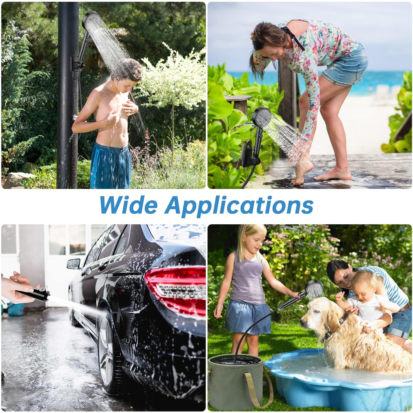 AlpsWolf Portable Shower for Camping, 6000mAh Rechargeable Camping Shower with Digital Display, Outdoor Shower Sustainable for Camping, Beach, Hiking, Travelling, Pet Cleaning