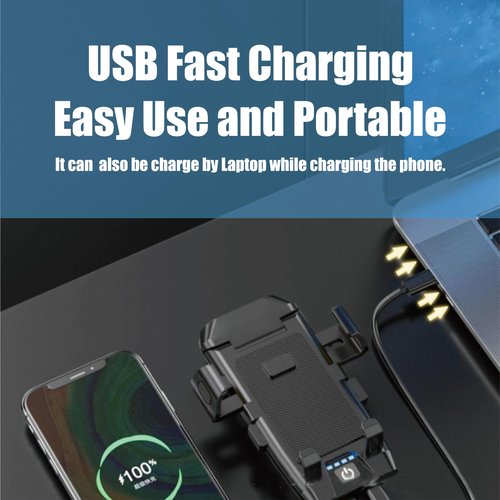 HITASTAR USB Rechargeable Bike Phone Mount LED Bike Headlight with Power Bank 3 Modes Easy to Install Rainproof Cycling Front Lamp Fits All Bicycles Power Bank and Phone Holder