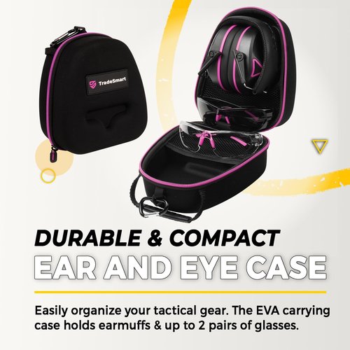 TradeSmart Complete Shooting Eye and Ear Protection: Electronic Earmuffs for Shooting, Range Glasses & Hard Carrying Case