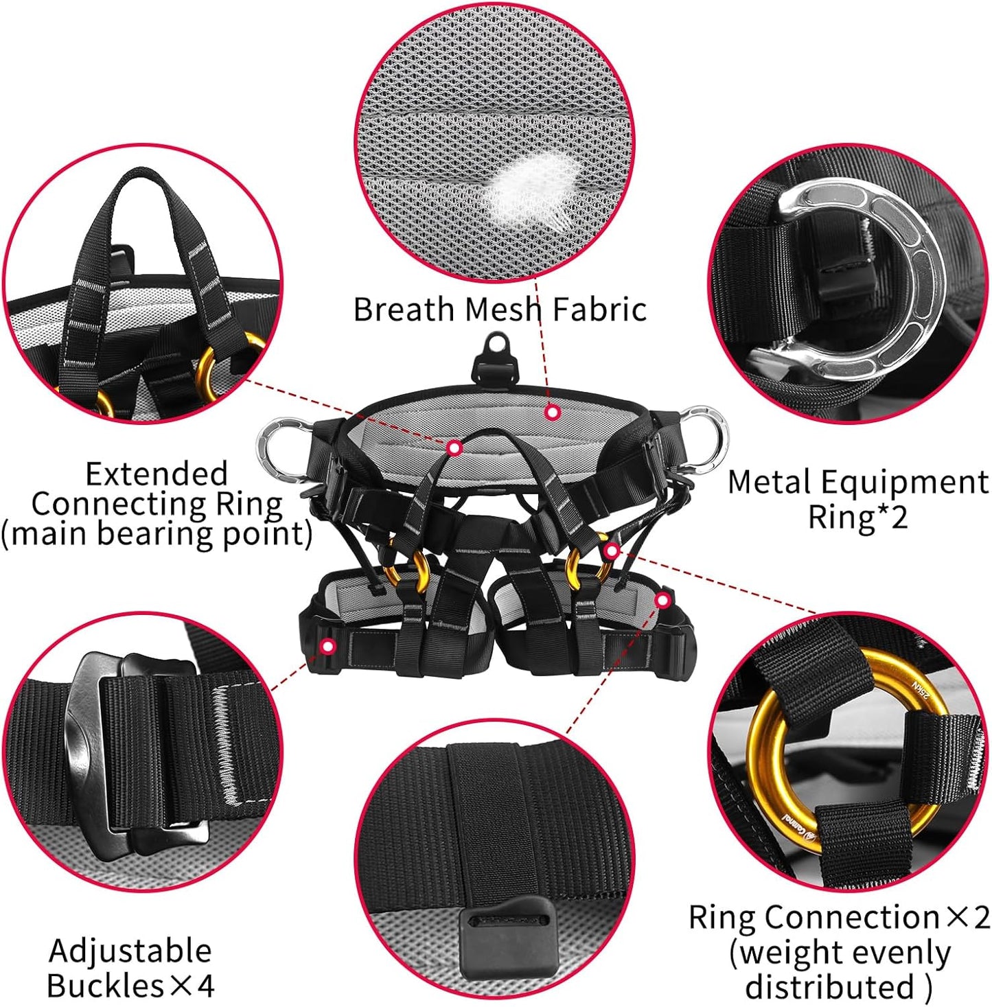 NewDoar Climbing Harness, Mountaineering Rock Climbing Harness, Half Body Harness for Rappelling Fire Rescuing Tree Climbing