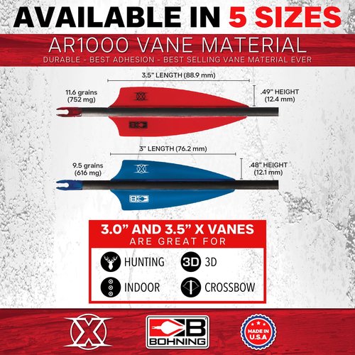 Bohning X Vane, 3.5" Hunting, 3D, Crossbow Vane, American Flag, 36pk
