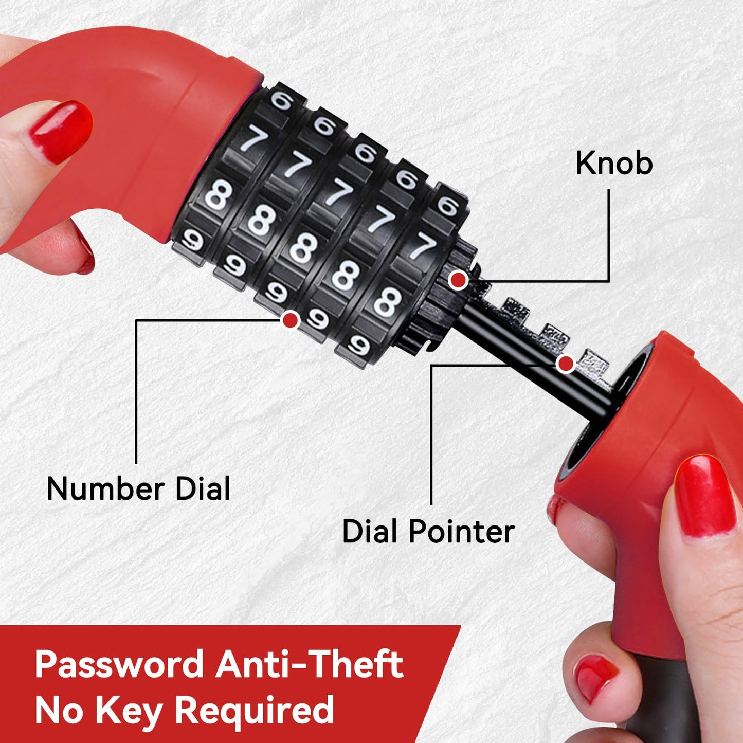 5 Digit Combination Bike Cable Lock, Lightweight Bicycle Lock Anti Theft Resettable Combination Portable Bicycle Cable Locks for Bike, 15inch, Red