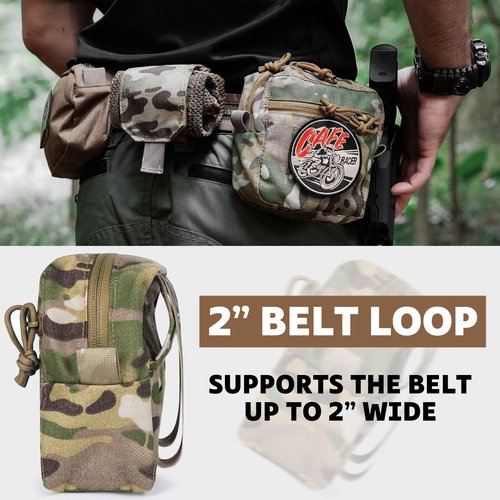 CASONMMAX Tactical Molle Admin Pouch,Small GP Pouches with Loop Panel for Vest,Gun Belts,Backpack etc. (MC)