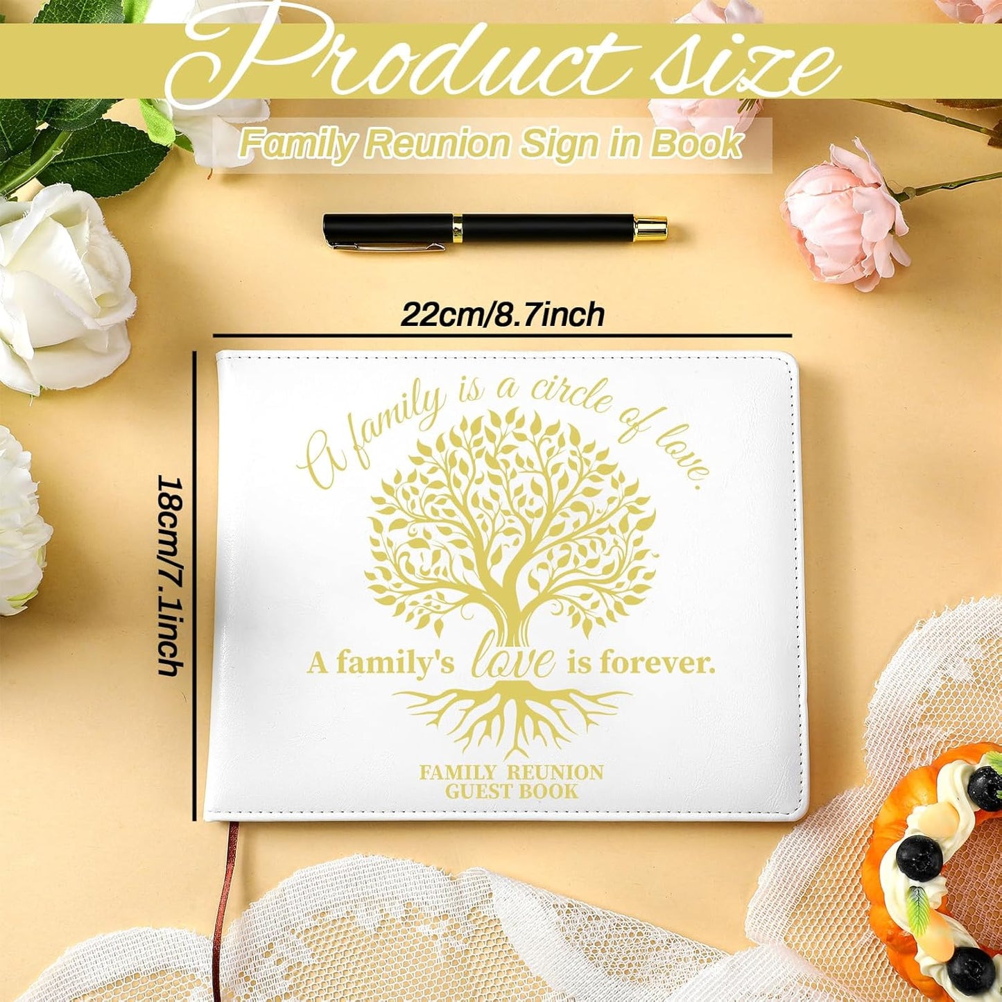 Patelai Family Reunion Party Favors Decorations Family Reunion Guest Book Sign in Good Tree Guest Book Gathering Decorations with Pen, 112 Pages(Trendy)