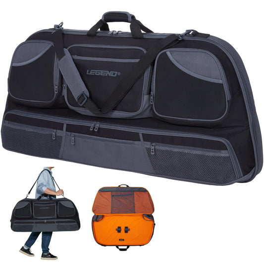 Legend Numa Premium Compound Bow Case - Durable Archery Case with Large Capacity, Compound Soft Bow Cases with Cam protector, Foam Padding, Multiple Mesh Pockets for Archery Accessories - BlackGray