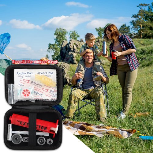 Gvhntk Snake Bite Kit Sting Kit Venom Extractor Suction Pump Emergency Sting Bite Kit First Aid Supplies for Backpacking Camping and Hiking (Red)