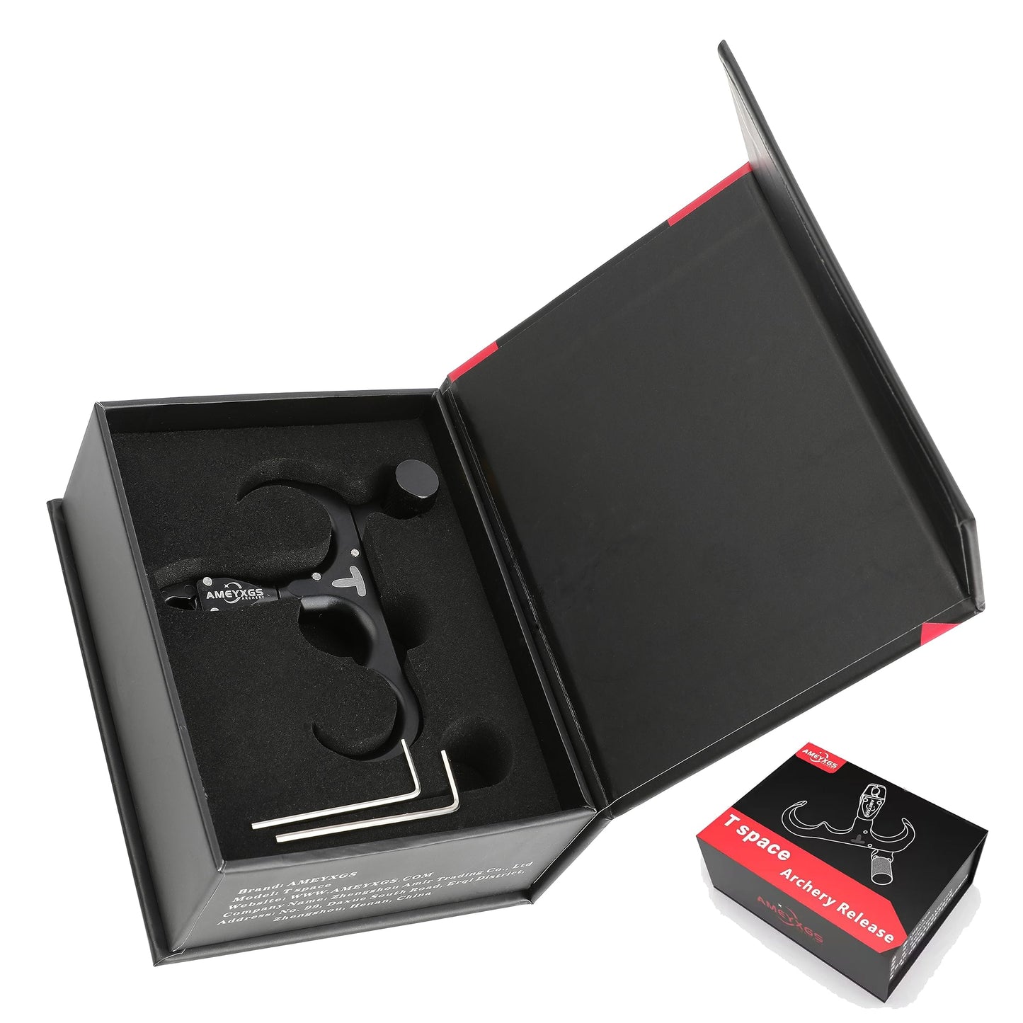 AMEYXGS Archery Bow Release for Compound Bows,Durable Aluminum 360° Rotate Caliper Thumb Release 3 Finger Release (Black)