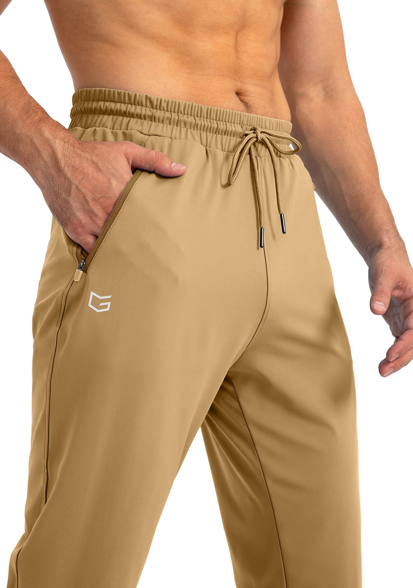 G Gradual Men's Sweatpants with Zipper Pockets Tapered Joggers for Men Athletic Pants for Workout, Jogging, Running (Dark Khaki, 3X-Large)