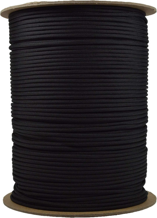 550 Paracord - 7 Strand Paracord - Color Black - 1000 Foot Spool