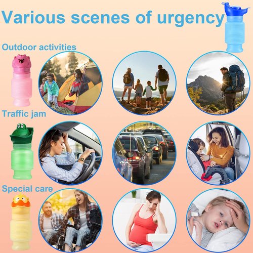 Lpluziyyds Scalable Emergency Urinal, 600ml Portable Toilet for Car, Portable Mini Outdoor Camping Travel Shrinkable Personal Mobile Toilet Potty Pee Bottle for Kids Adult