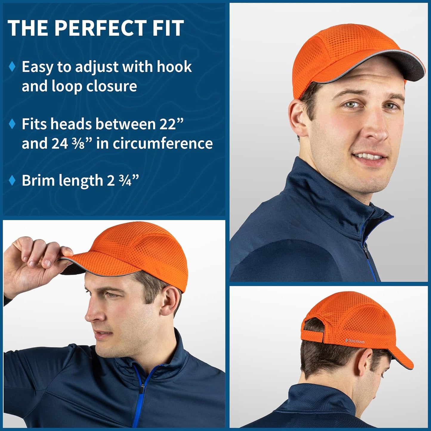TrailHeads Performance Mens Running Hat - Lightweight, Quick Dry Workout Hats for Men - Athletic Sports Cap for Tennis, Gym