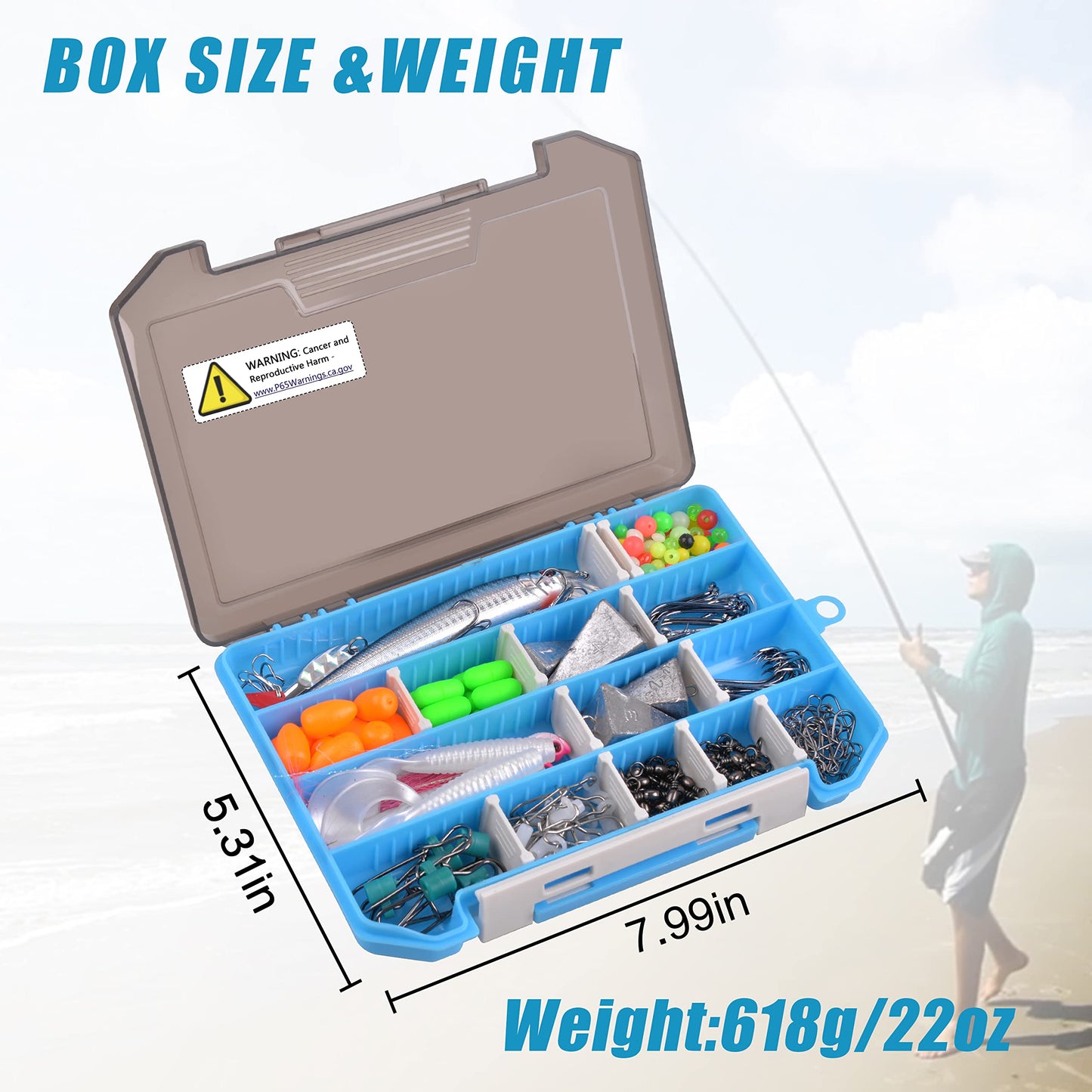 AGOOL Surf Fishing Tackle Kit, 173pcs Ocean Saltwater Fishing Lures Fish Finder Rigs Pompano Rigs Pyramid Sinker Weight Bucktail Jigs Fishing Hooks Swivels