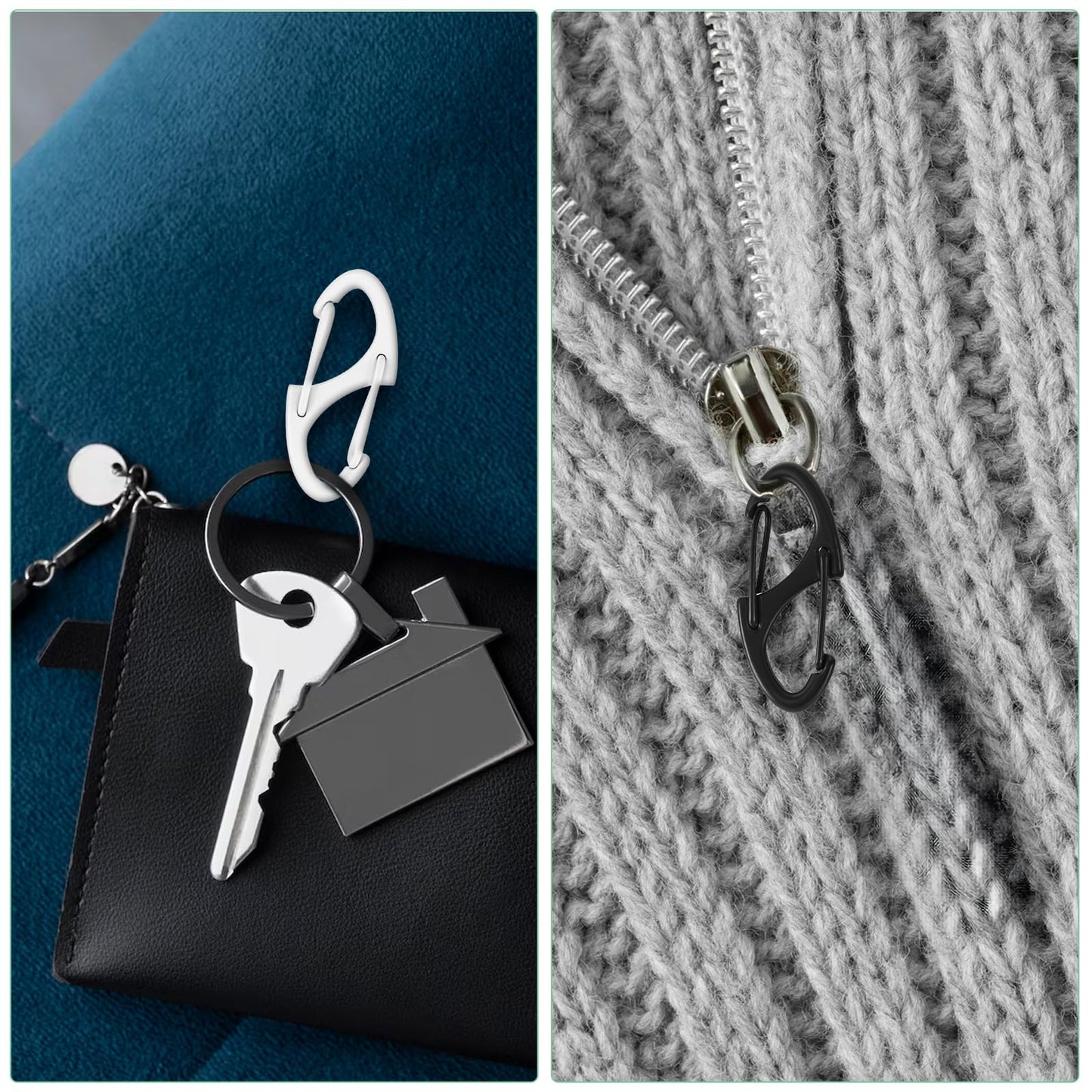 JJUNW 20 Pcs Alloy S Carabiner Clips, Dual Opening Design, Keychain Spring Snap Hooks Mini Carabiner Clip, for Dual Wire Gate Clip Interlocking Keychain Clip Tiny Clip Attachment (Color)