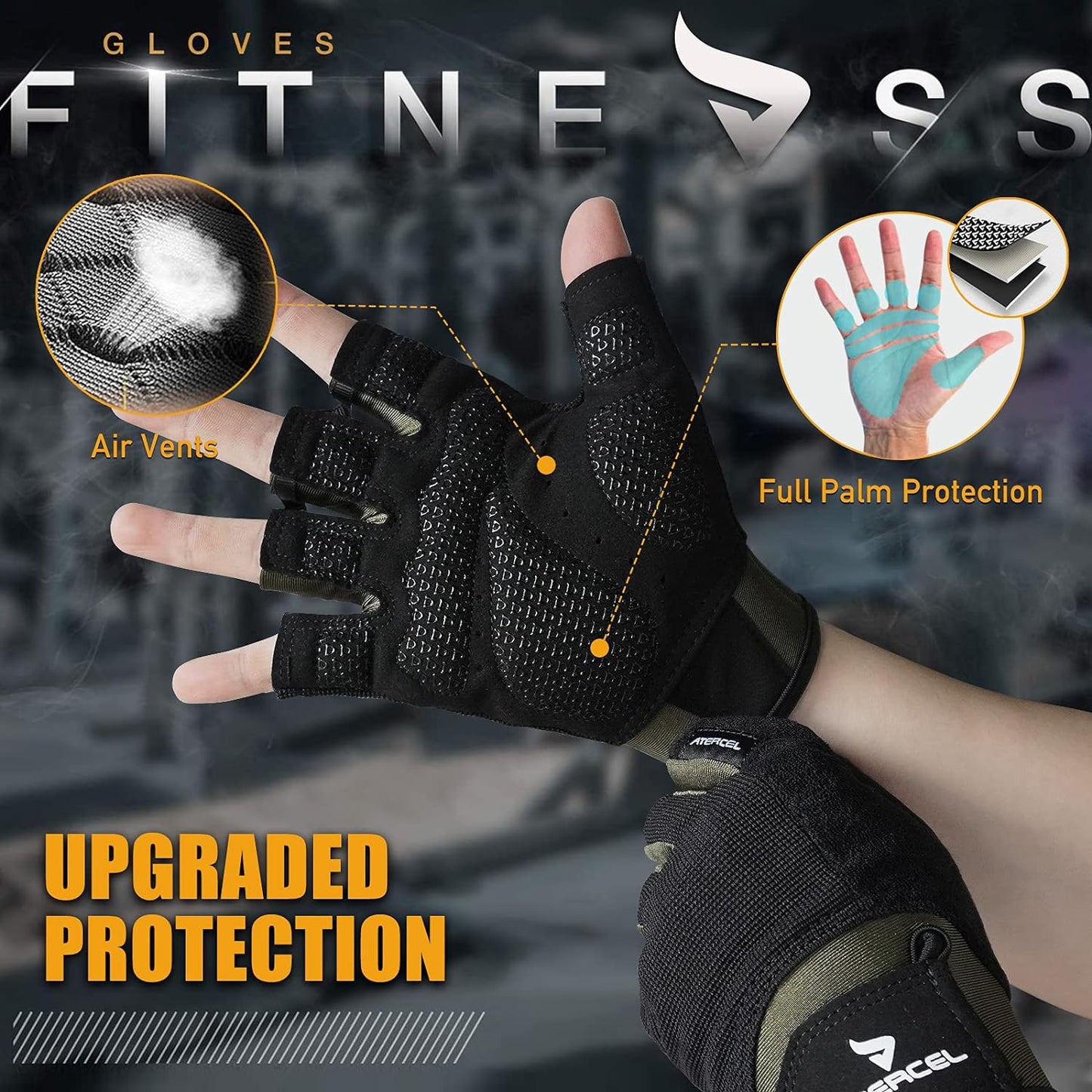 ATERCEL Workout Gloves for Men and Women, Exercise Gloves for Weight Lifting, Cycling, Gym, Training, Breathable and Snug fit