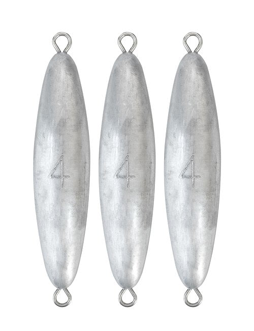 BLUEWING Torpedo Sinker Through Wire Fishing Weight Saltwater Bullet Lead Double Ringed, 4 oz, 3 Pack