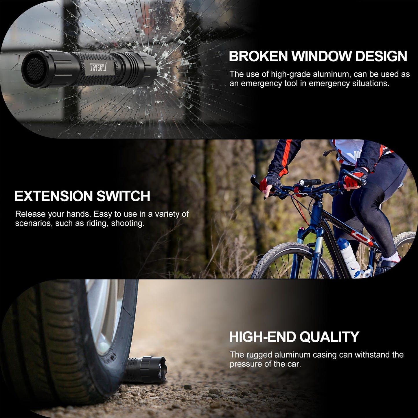 Feyachi 1500 Lumen LED Tactical Flashlight Rechargeable IPX7 Protection 4 Modes Weapon Light Picatinny Rail Flashlight Included with Pressure Switch