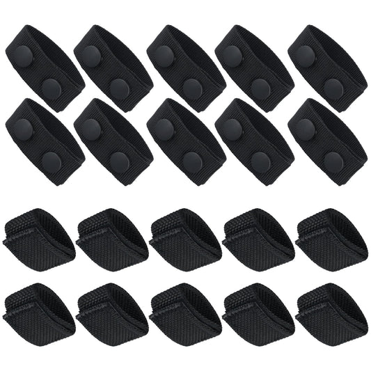 20pcs Belt Keepers for Duty Belt, Nylon Loop Clip Police Tactical Belt Holder Retainer with Double Snaps or Magic Adhesive Belt Stays Accessories for 1.5/2.5in Belts Police Law Enforcement Security