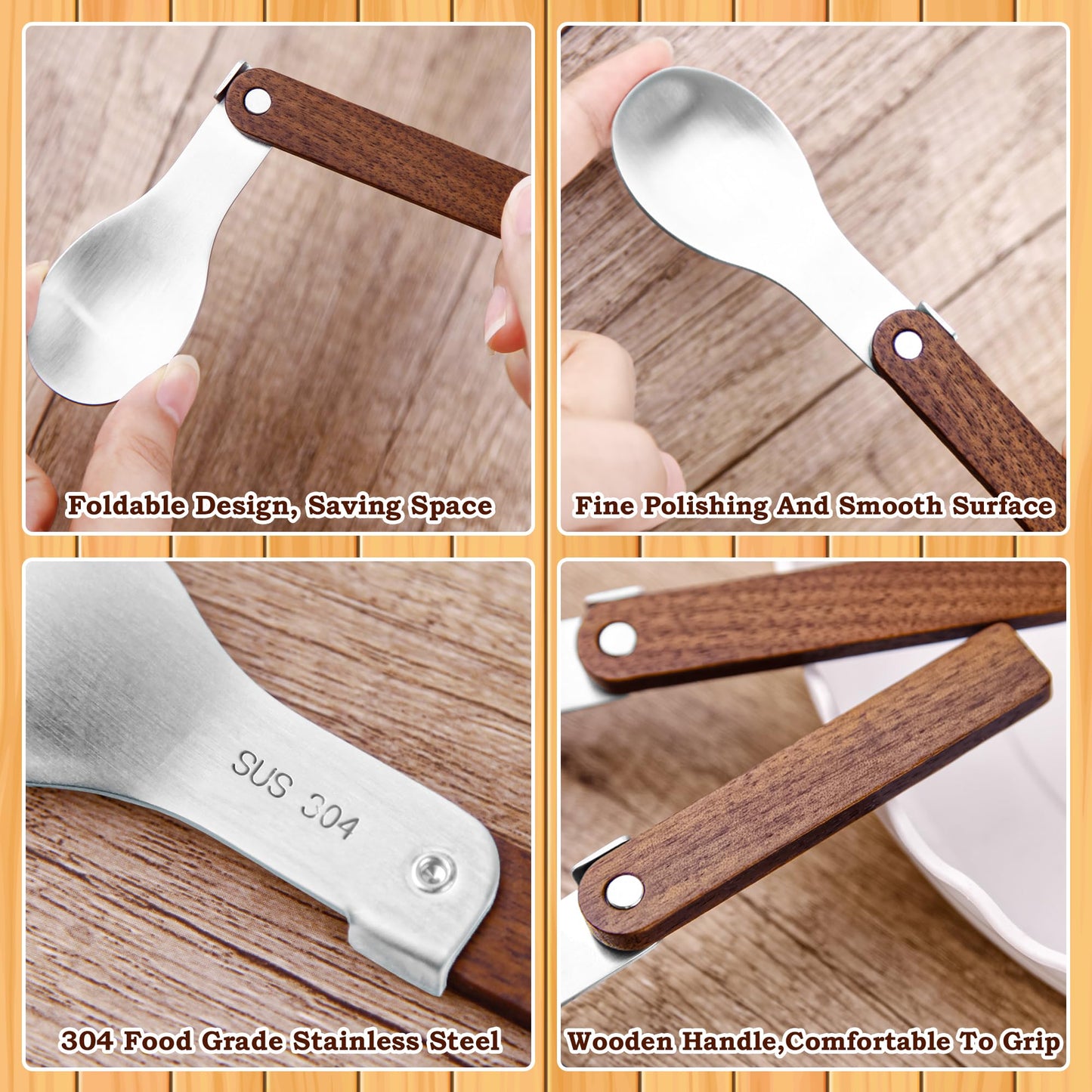 Foldable Fork and Spoon Set, 2pcs Portable Folding Spoon and Fork Set With Plastic Storage Case, Foldable Spoon Portable Fork With Wooden Handle For Travel Camping Outdoors Picnic