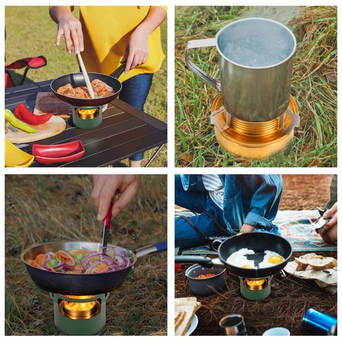 HUANSHA 2 In 1 Mini Alcohol Stove For Camping, Portable Alcohol Burner With Stainless Steel Cross Stand, Storage Bag, Lightweight Tiny Brass Stove For Backpacking Emergency Outdoor Coffee