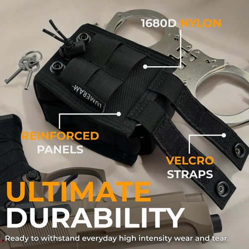 LUMERAM Heavy Duty Double Handcuff Pouch for Duty Belt - Perfect MOLLE Handcuff Case for Vest - Compatible with ASP/Hinged/Chain/Folding Rigid