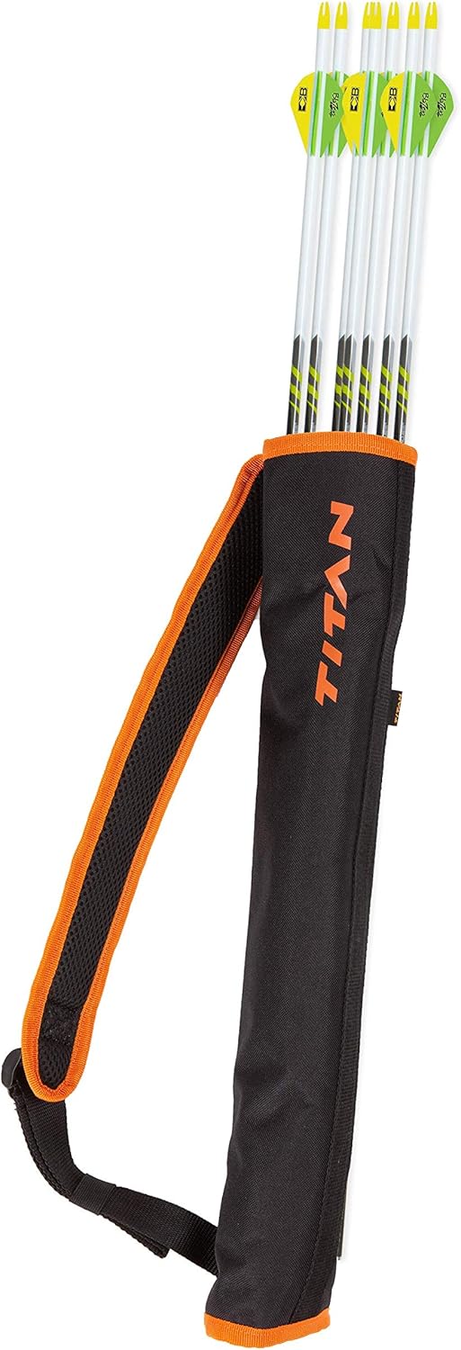 Youth Archery Back Arrow Quiver - Adjustable 19-Inch Sling for 14 Arrows - Compact Design