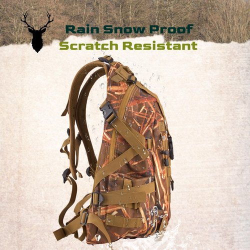 Waterproof Camo Hunting Backpack for Men, Pack Bag With Gear Accessories, Day Pack for Bow, Fishing, Hiking, Outdoor