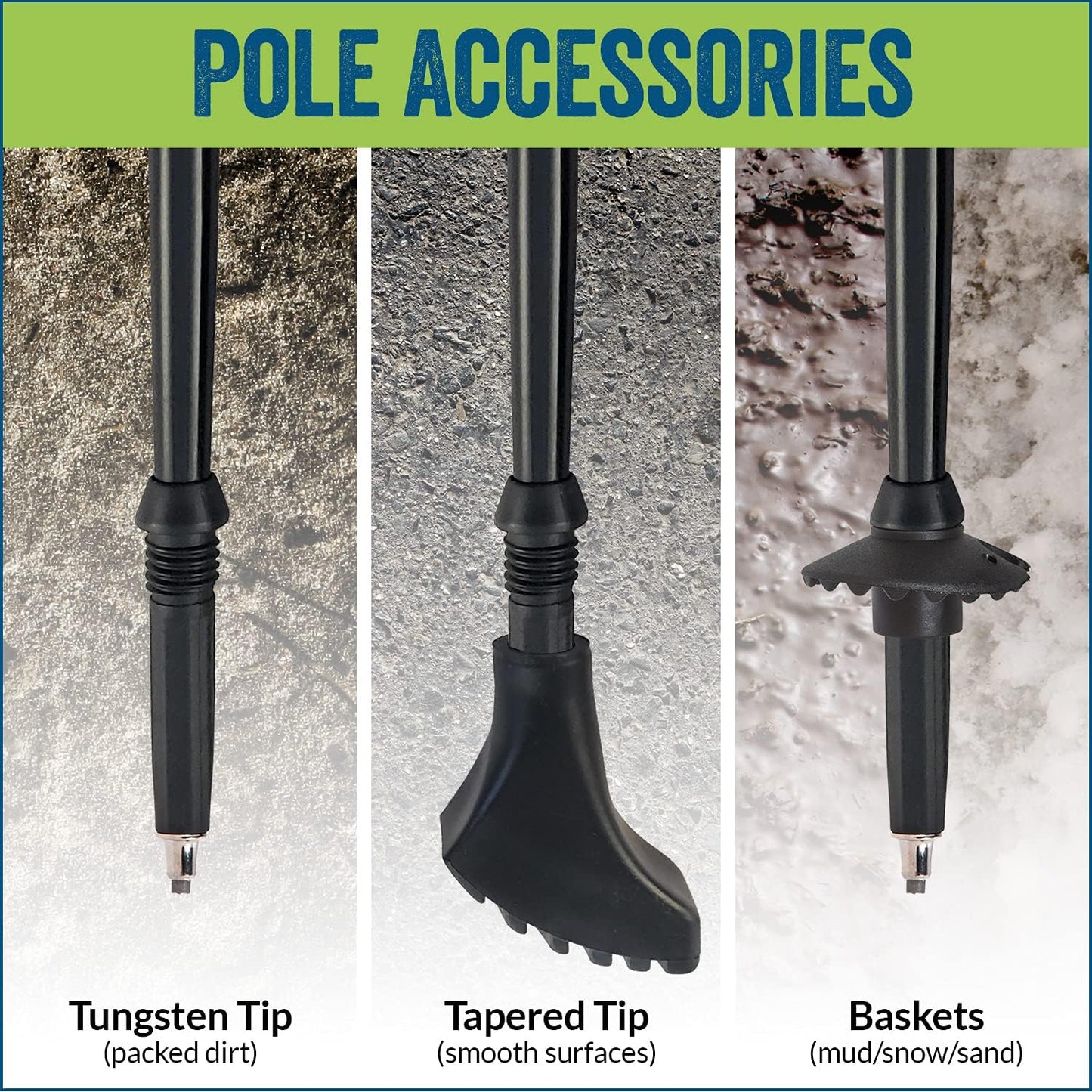 Official Nordic Walking Poles - True Classic Nordic Glove Grips, Lightweight, Adjustable, and Collapsible -2 Pieces w/flip Locks, Detachable Feet and Travel Bag by York Nordic - Heights 5'4"-6'2"