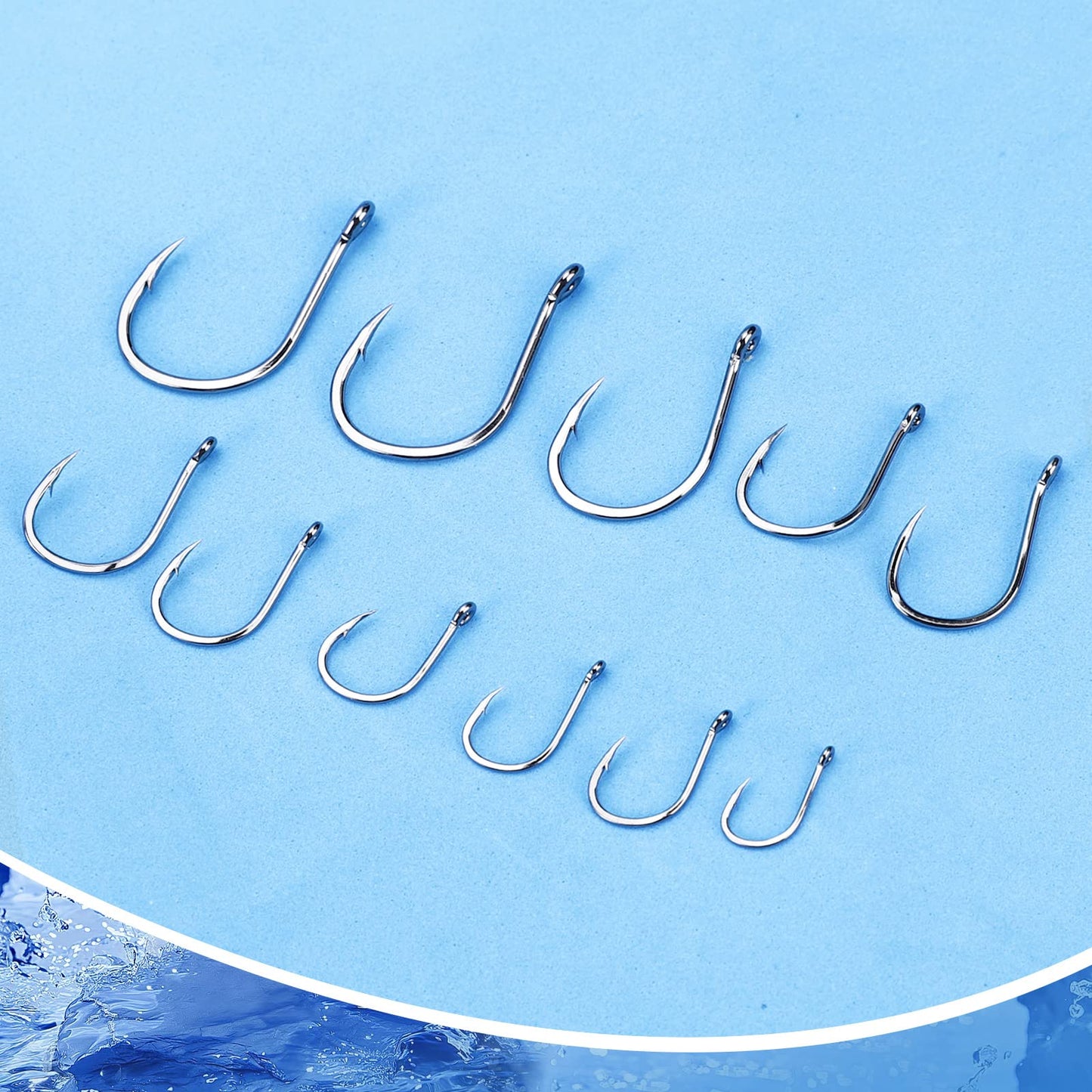 UCEC Octopus Hooks Saltwater Freshwater Fishing Hooks, 400pcs Barbed Catfish Bend Eye Hook High Carbon Steel Various Fish Species Hook Kit - Size 1/0#1#2#3#4#5#6#7#8#9#10#11