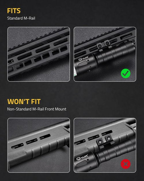 CVLIFE 1680 Lumens Rifle Light Laser Combo Compatible with M-Rail, USB Rechargeable Rifle Flashlight with Aiming Green Beam, Tactical Light for Rifle, Pressure Remote Switch Included
