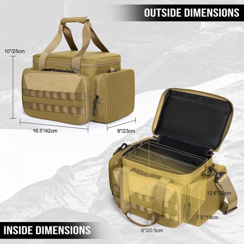 ONETIGRIS Gun Range Bag, Hunting Shooting Range Bags for Handgun with 3 Removable Dividers 6 Elastic Mag Strap, Duffle Bag for Shooting, Fishing, Hiking, Outdoor, Sports