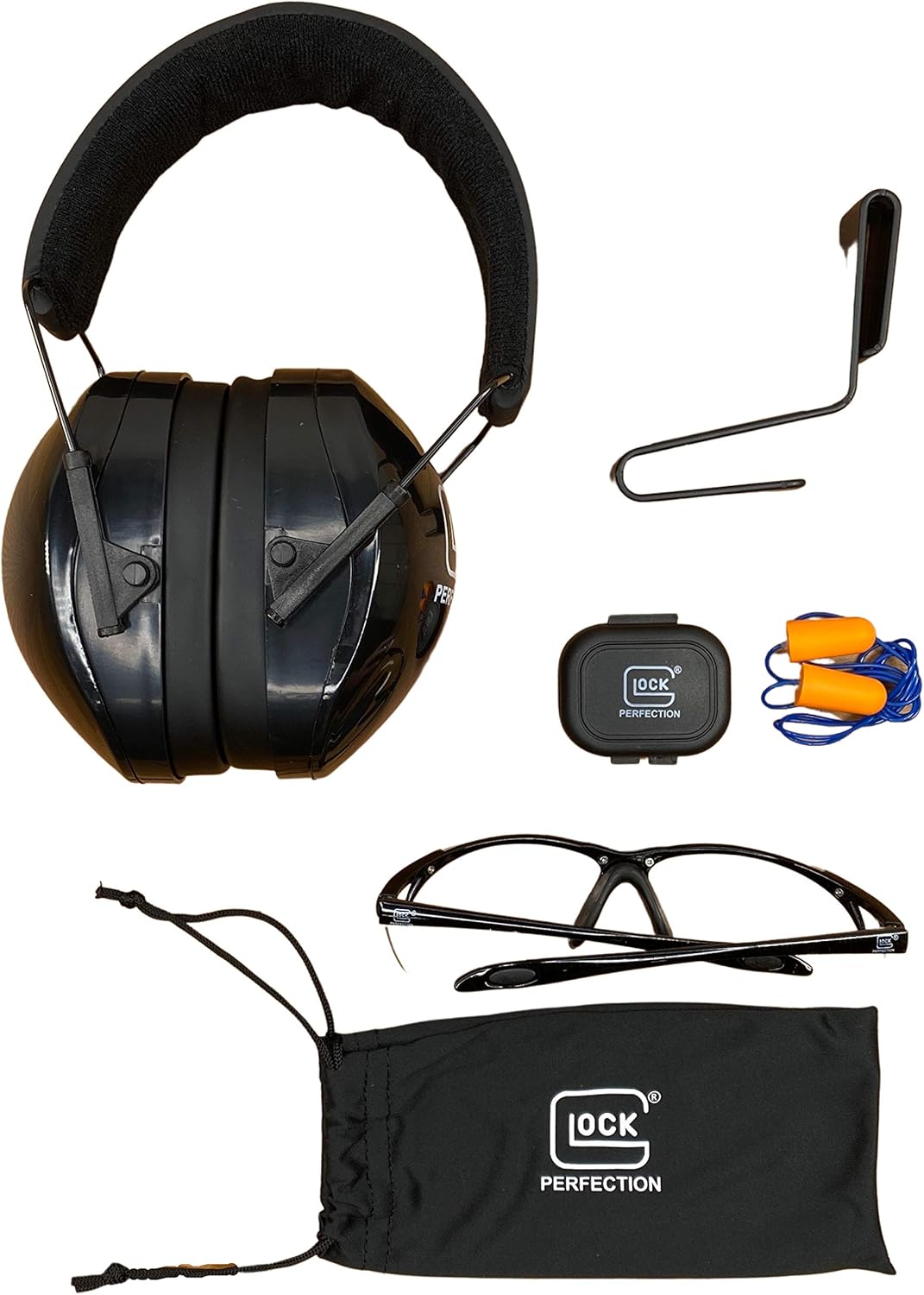 Official GLOCK Range Kit Earmuff Hearing Protectors & Protective Glasses & Earplugs w/ Case