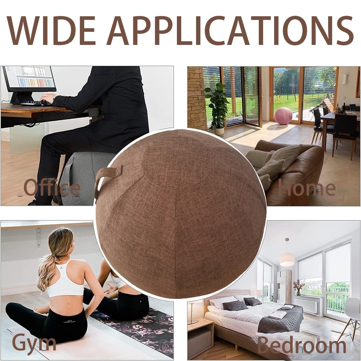 AOLIAZMAX Sitting Ball Cover, Air Stopper Plug Pin Adapter, 65cm 75cm Birthing Ball Exercise Ball Cover for Pregnancy Ball Yoga Ball Core Ball Covers Storage Bag Accessories (No Yoga Ball)