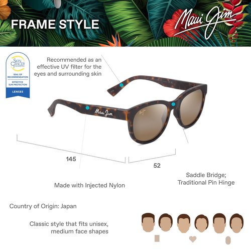 Maui Jim Maoli Round Sunglasses, Matte Dark Havana/Hcl Bronze Polarized, Medium