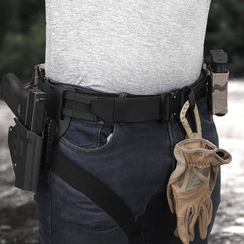 Gwild Concepts Tactical Battle Belt, Quick Release Rigger Belt 1.75'' MOLLE Belt 5-in-1 Heavy Duty Belt with Belt Hanger & Gloves Hook, Black, L(36-41inch)
