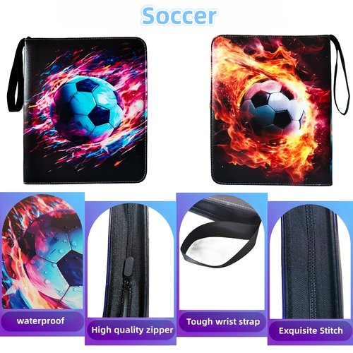 Soccer card binder, trading card binder, card binder, 9 Pocket with 40 Removable Sleeves, Soccer card, trading card, binder Soccer, collectible card albums Soccer card book Soccer album 720 Pockets