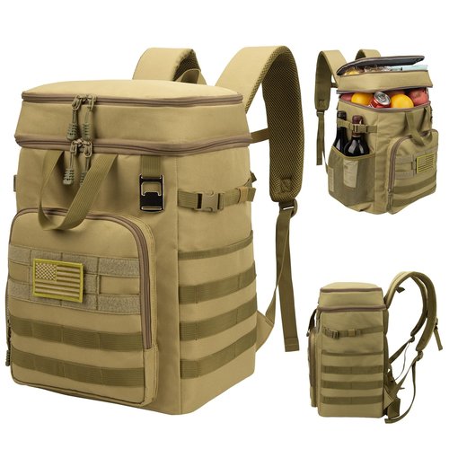 Pyrrhus 43L Cooler Backpack 45/55 Cans Insulated Leak Proof Tactical Backpack,2 Insulated Comaprtments Thermal Bag,Large Lunch Outdoor Backpack for Picnic, Beach, Work,Trip