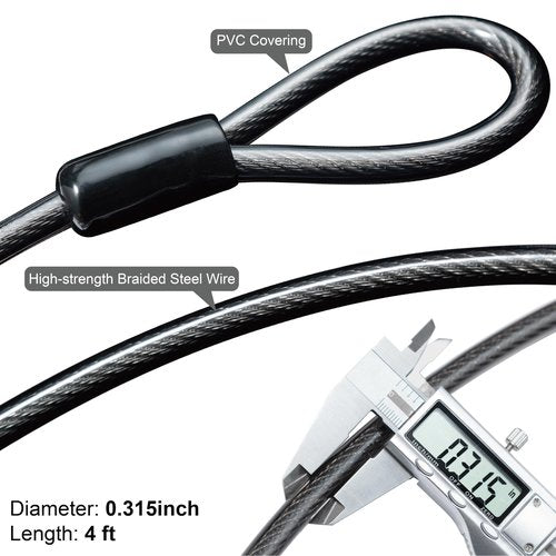 Via Velo Bike U-Lock with Cable, Heavy Duty Anti-Theft Bicycle U Locks with 8mm Braided Steel and 3 Keys, 4ft Length Security Cable for Bike, Scooter Mountain Road Bike