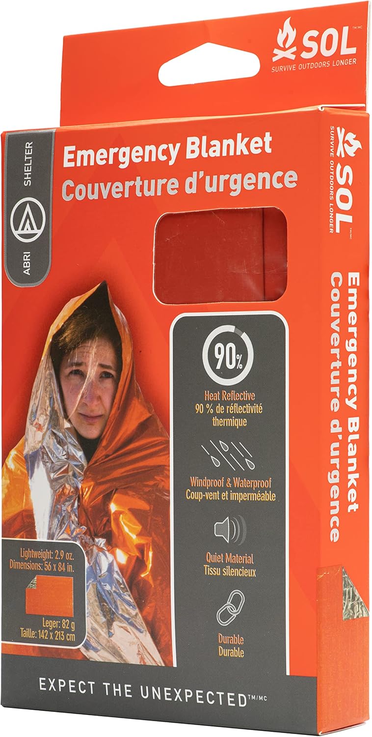 S.O.L. Survive Outdoors Longer Emergency Blanket, Model Number: BMC0140-1222