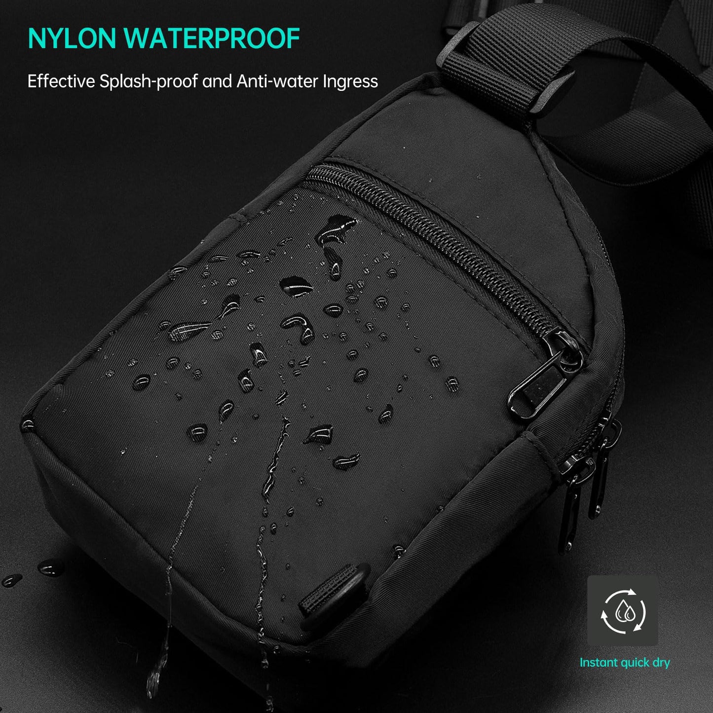 Long Keeper Small Sling Bag Crossbody Bag Men Lightweight Chest Backpack Shoulder Bags for Hiking Cycling Traveling Running (C-Black)