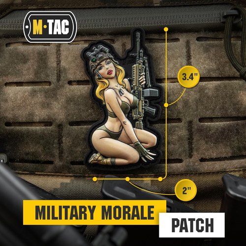 M-Tac Morale Patch Tactical Girl - PVC Tactical Military Patch with Hook Fastener Backing - Patches for Vest, Backpacks, Hats (№5 PVC Olive)