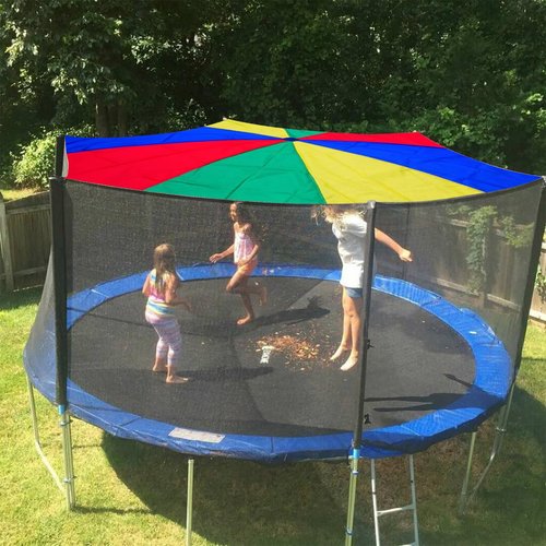 Dulousia Parachute 6.5ft - Gymnastics Parachute with Handles for Children Group Team Cooperative Games,Indoor Outdoor Gym Class Rainbow Parachute Birthday Church VBS Activity Field Days Supplies