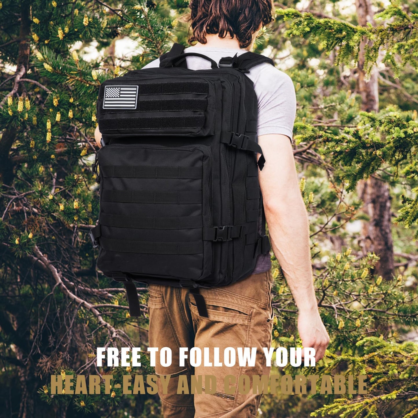 ELFTREE 45L Military Tactical Backpacks, 3 Day Assault Pack, Large Army Bug Out Bag With Molle System for Men and Women Camping, Hiking Trekking Rucksack