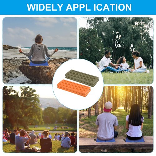 PATIKIL 15"x10.6"x0.4" Foldable Hiking Seat Pad, 2 Pack XPE Cushion Sitting Pads Foam Mat Waterproof for Outdoor Camping Picnic Stadium, Orange/Drak Green