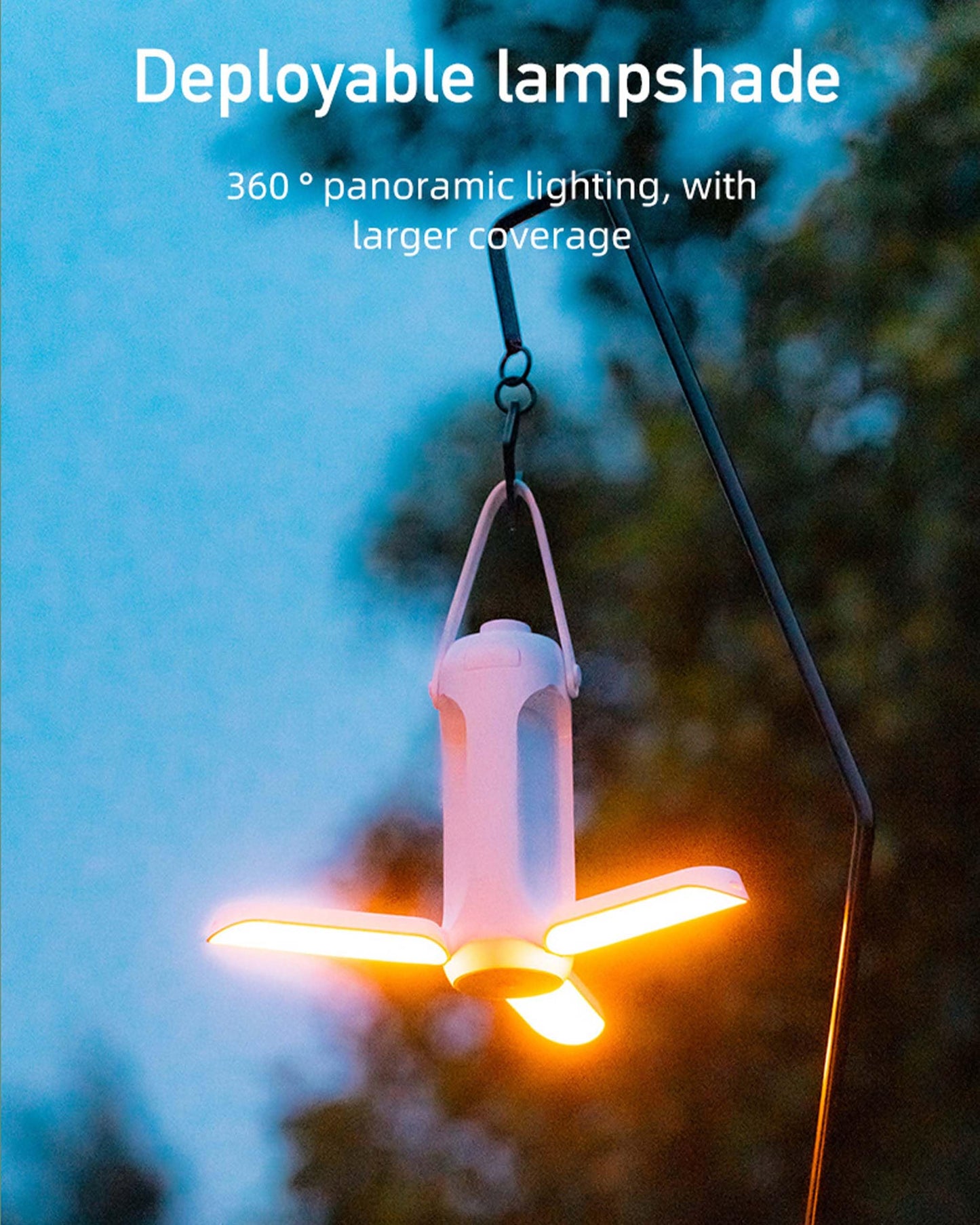 8AMTECH Camping Lantern, Portable Outdoor Light Folding Flashlight Large Capacity Emergency Power Supply Rechargeable Light for Backpacking, Hiking, Fishing, Emergency, Hurricane